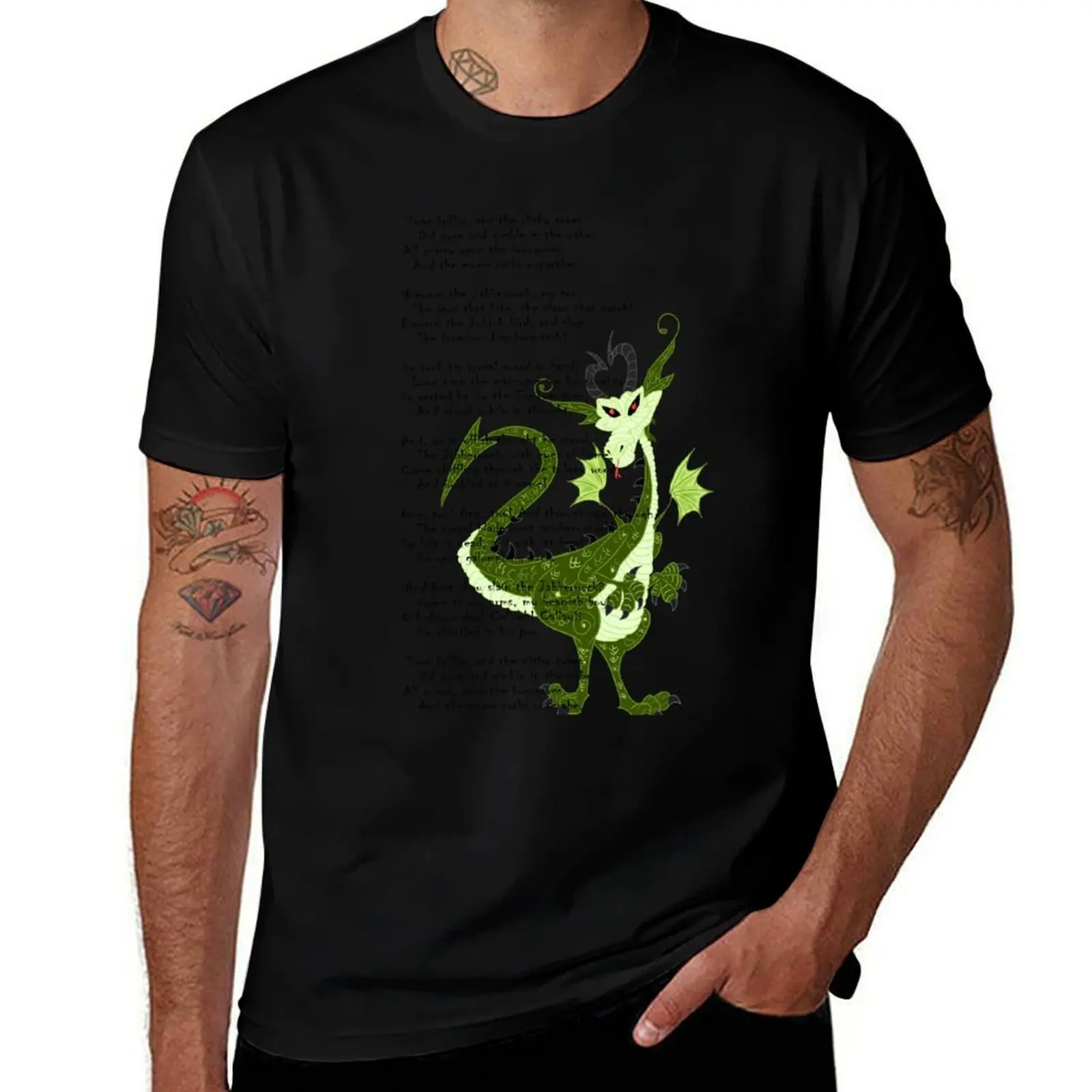 T-shirt avec poème Jabberwocky, décontracté, avec impression graphique