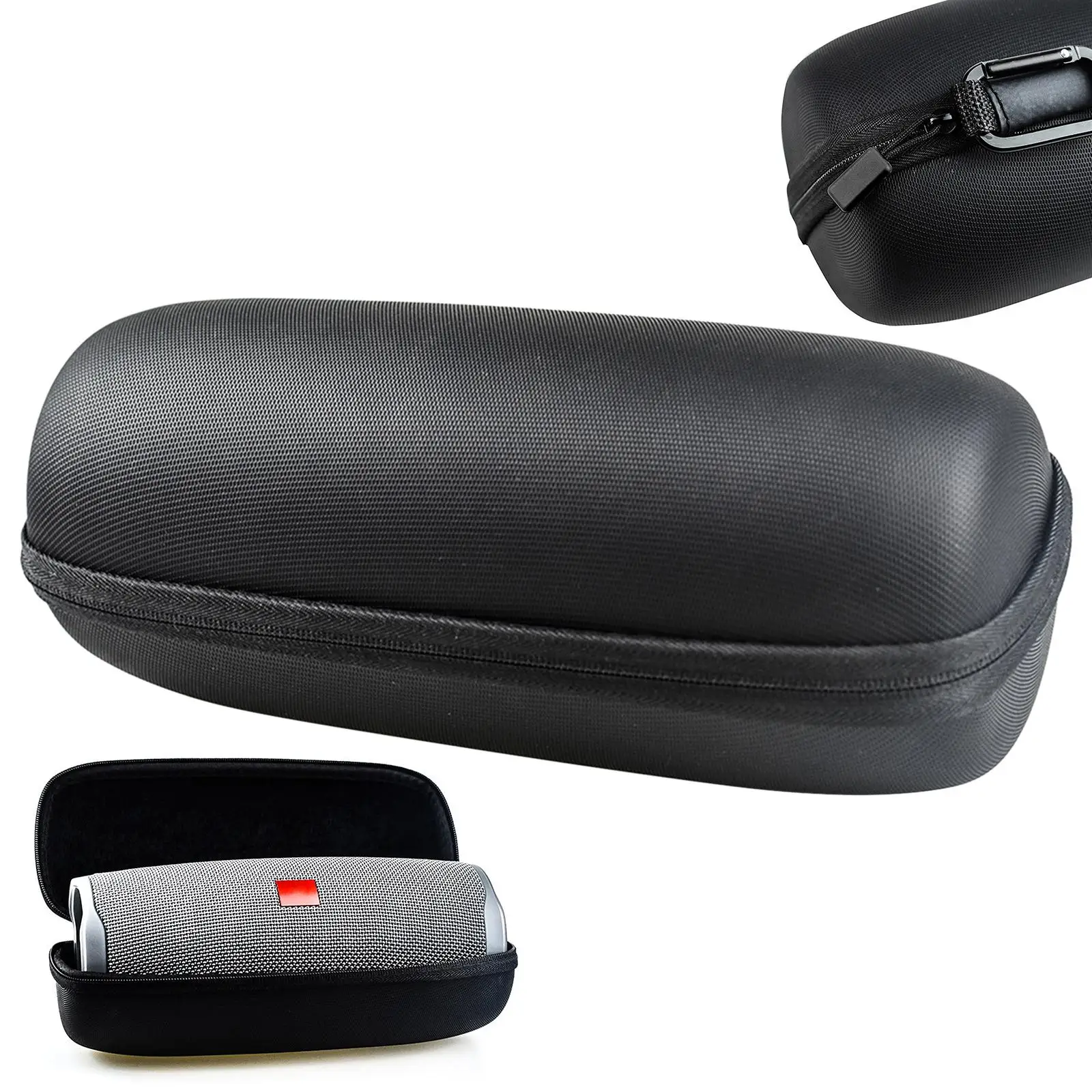 Black EVA Hard Case Waterproof for Charge 5 Charge 4 Dustproof Soft Lining Shockproof Thickened