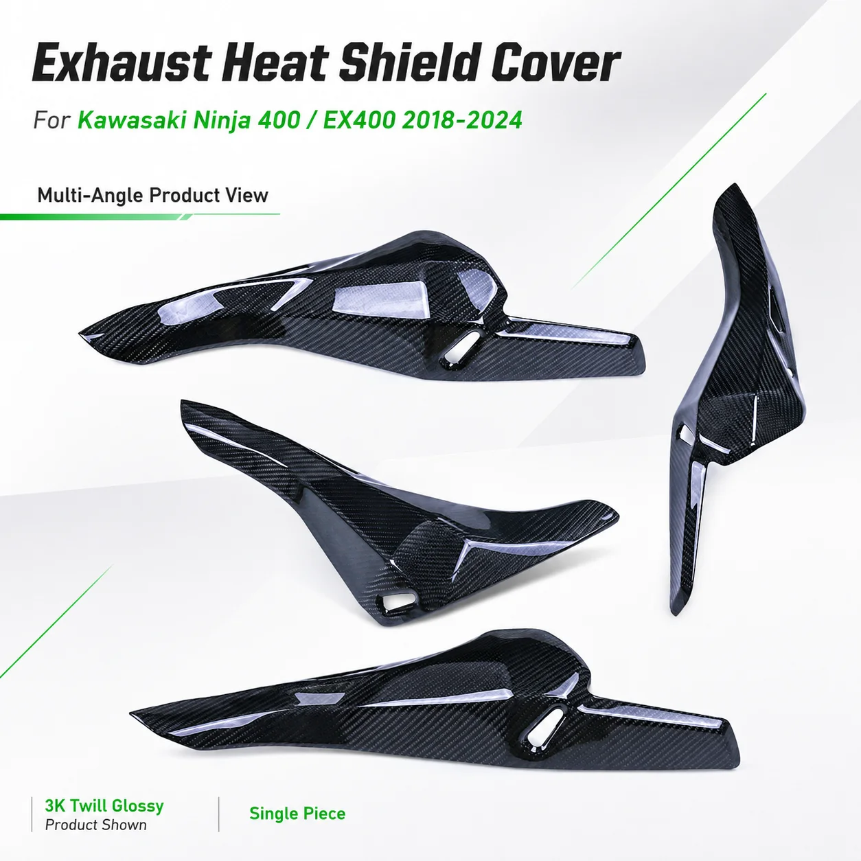Exhaust Heat Shield Cover Guard Carbon Fiber Muffler Exhaust Area Trim for Kawasaki Ninja 400 EX400 2018-2024 Motorcycle Parts