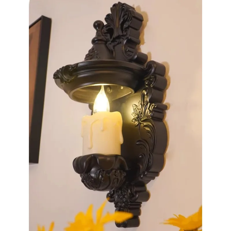 

Vintage carved wall lamp, medieval living room background wall aisle bedroom American decorative lamp