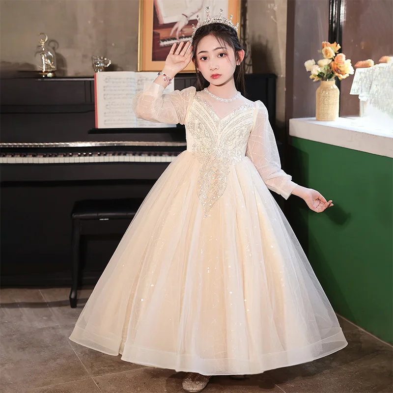 

Girls Dress Wedding Piano Performance Clothes Children High Sense Niche Princess Dress Flower Girl Skirt