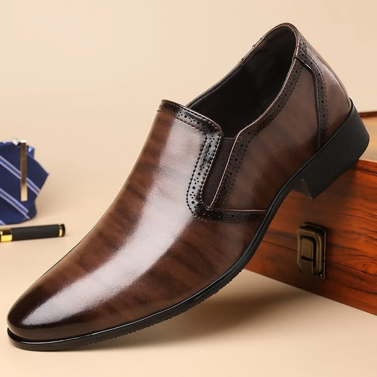 Breathable Comfortable Decent Business Shoes Men's Formal Dress Shoes Spring Fall 2026 Square Heel Soft Leather Shoes Office