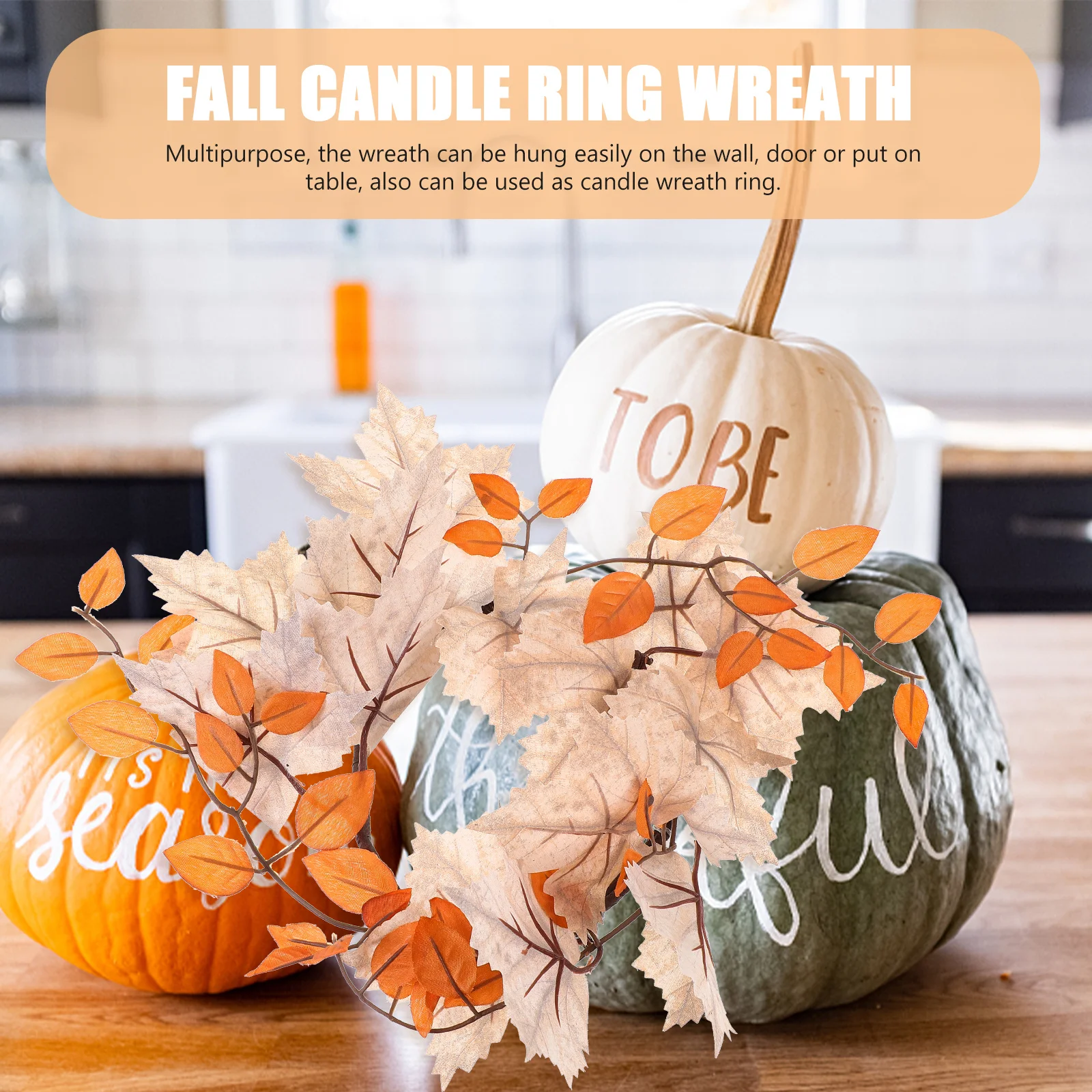 

Artificial Leaf Fall Ring Wreath 8 Inch Thanksgiving Table Centerpiece Harvest Festival Decor Indoor Wall Door