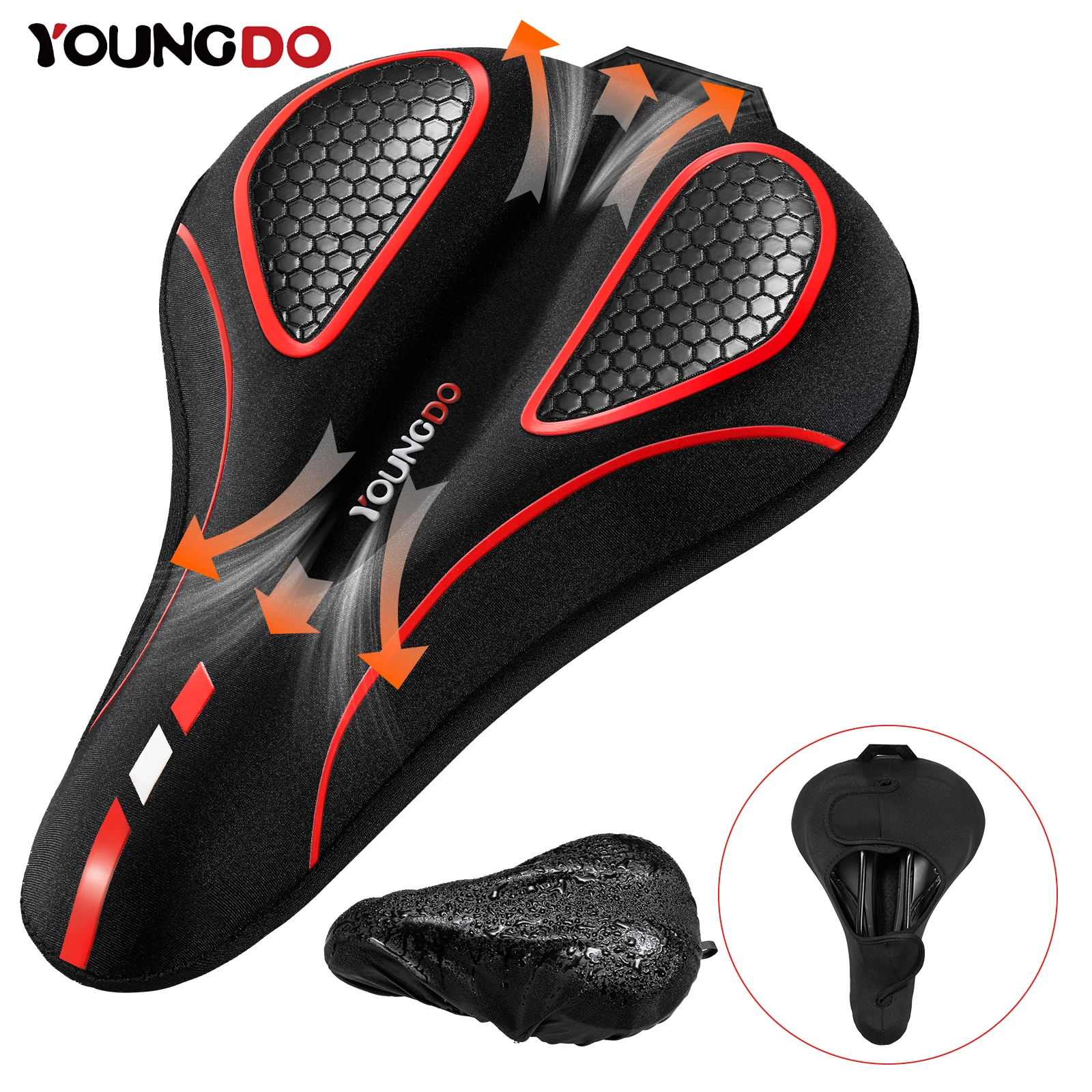 YOUNGDO Bike Seat Cushion Cover Comfortable Breathable Cycling Gel Pad Bicycle Saddle Cushion for MTB Mountain Road Bike Outdoor