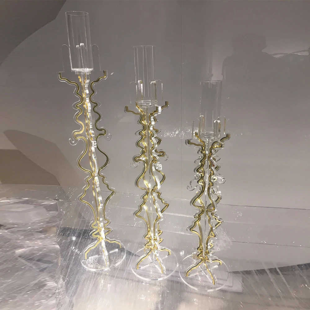 Luxury Tall Candlestick Holder Stand For Wedding Hotel Home decor Clear Gold Antique candle holder