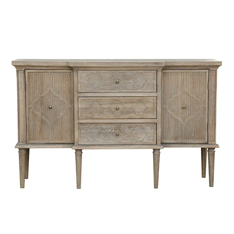 

American country style white oak carved locker, living room dining side cabinet