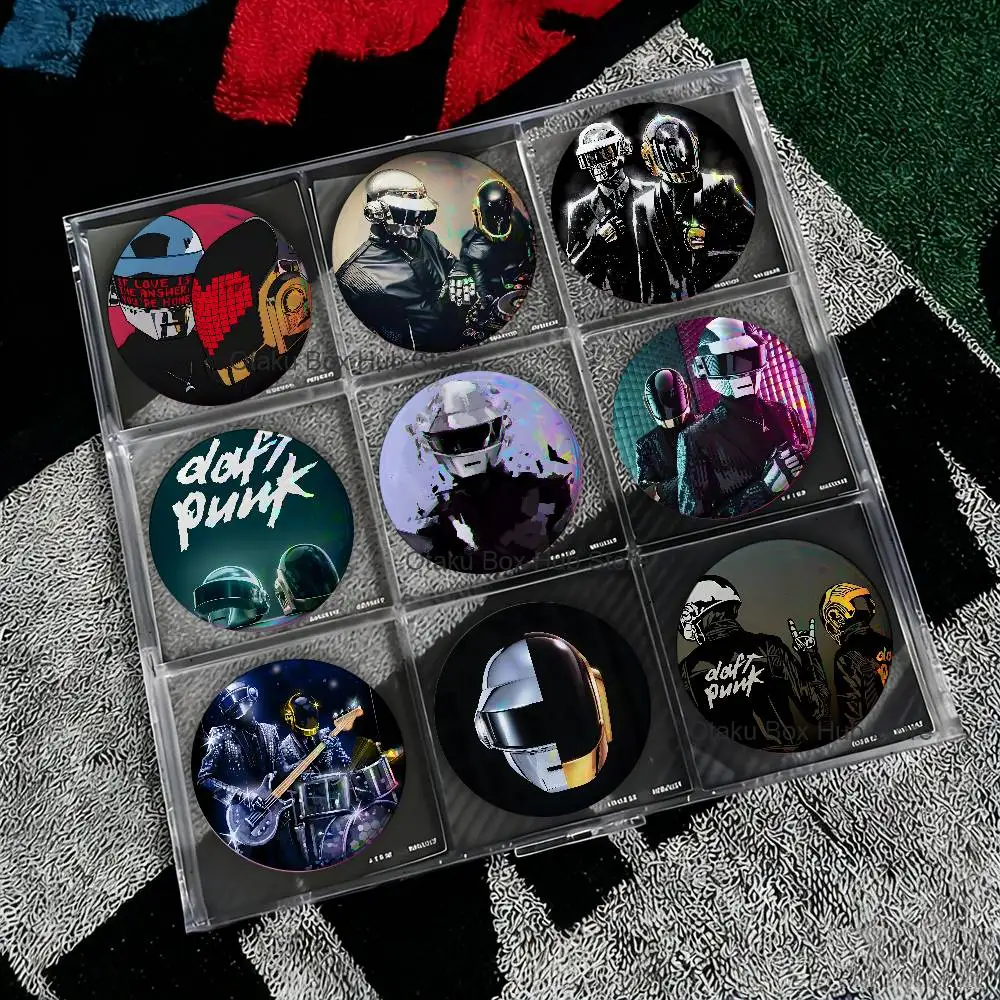 D-Daft P-Punk Band Reflective Pin Tinplate Round Brooch Cartoon Cosplay Badges for Bag Hat Toys Gifts