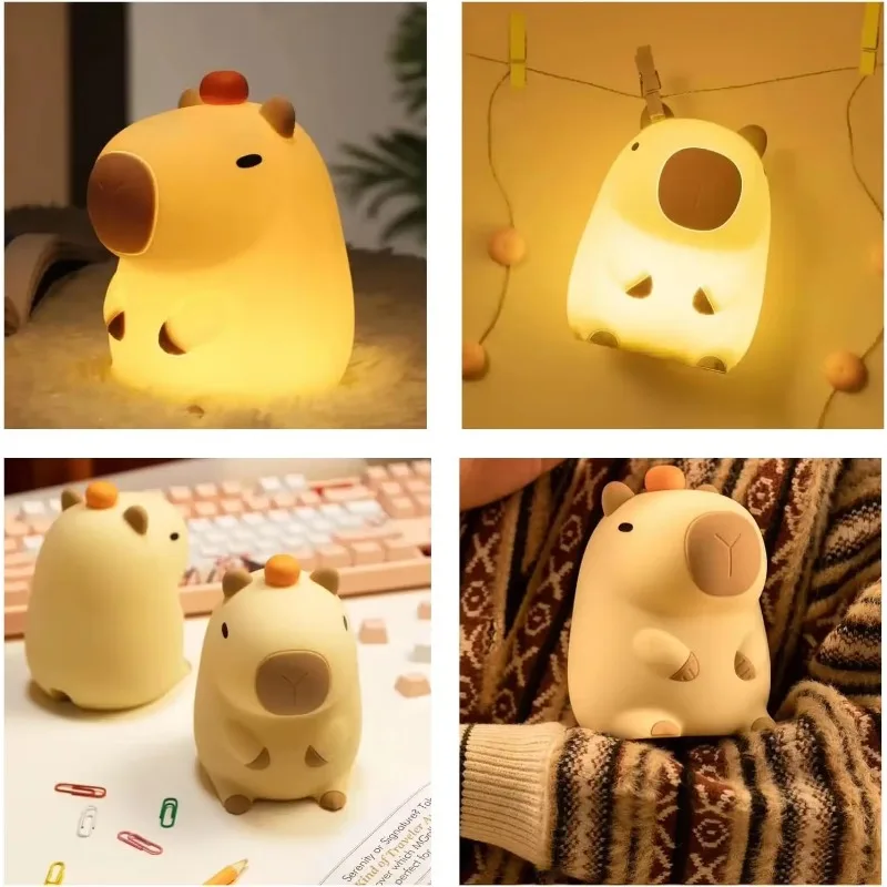 Creative Room Decoration Light Emitting Diode Capybara Night Light USB Charging Cartoon Animal Silicone Capybara Night Light