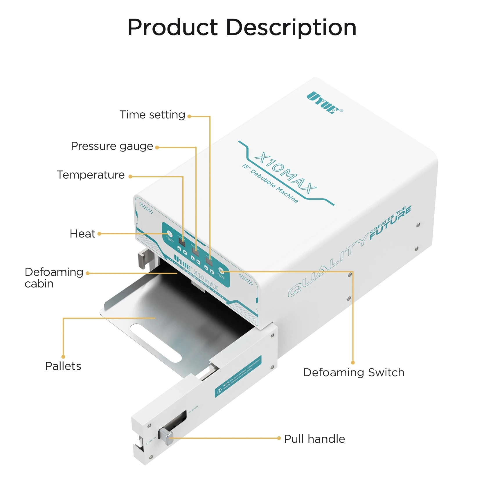 

X10MAX LCD Screen Defoamer 15 Inch with Strong Suction Built-in Pump for Phone Display Repair