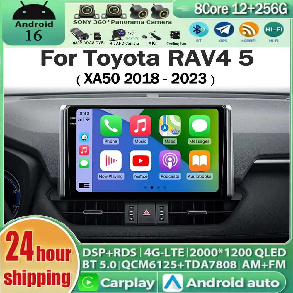 Für Toyota RAV4 5 XA50 2018 - 2023 Android 16 Autoradio GPS-Navigation Multimedia-Videoplayer Carplay Android Auto