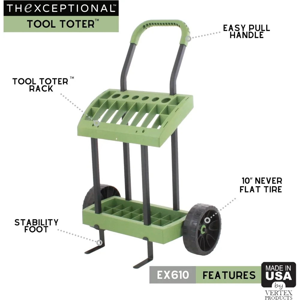 Rack de armazenamento portátil para quintal e jardim com rodas para cuidados com o gramado e organização de equipamentos esportivos