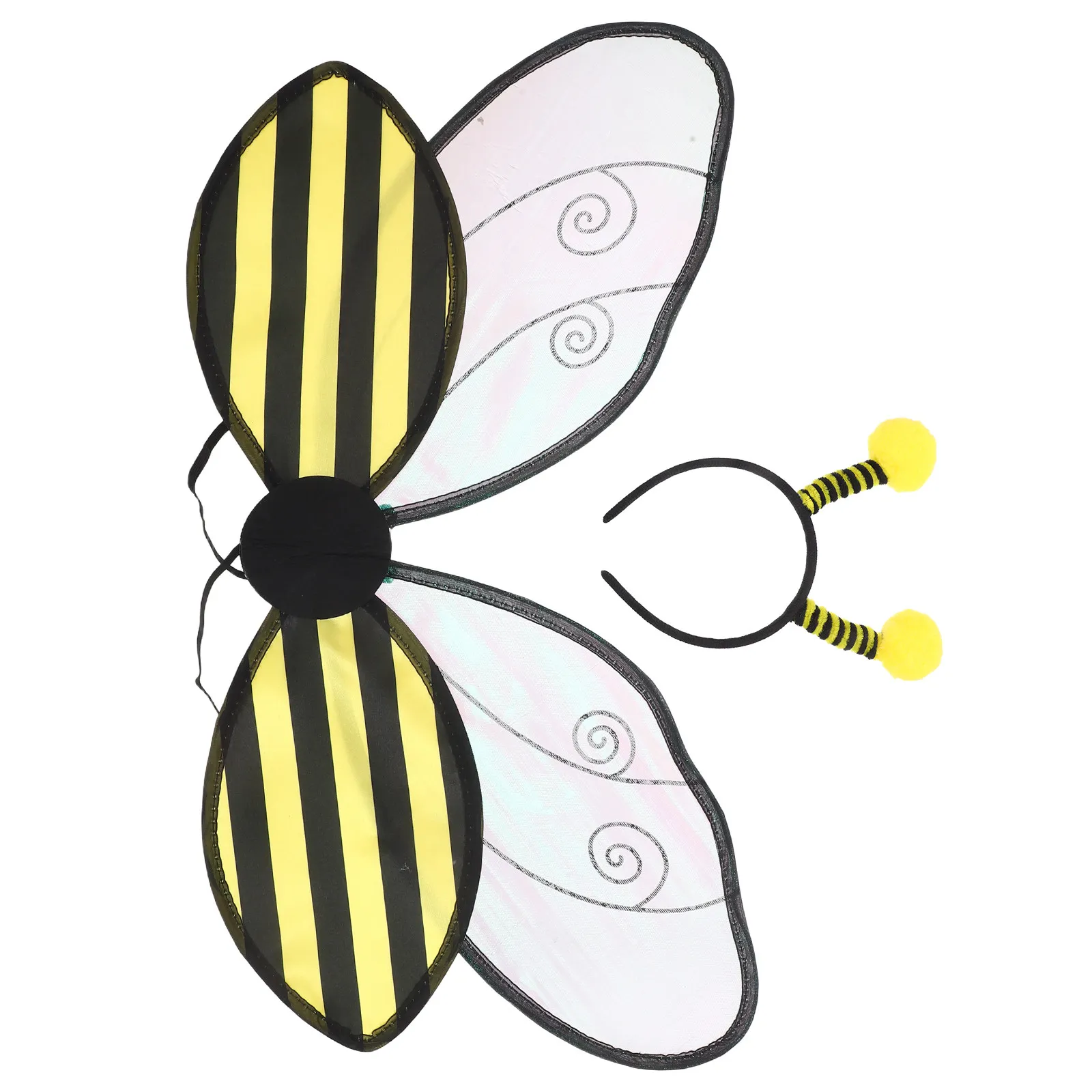 1 セット蜂コスプレ衣装黄色のハロウィーンコスチューム用翼ヘッドバンドステージパフォーマンスドレスアップパーティーフェスティバル小道具