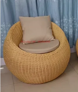 Outdoor Rattan Sofa Courtyard Leisure Rattan Chair Indoor Furniture Sunscreen Round Balcony Sofa Coffee Table