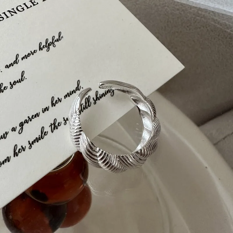 925 Sterling Silver Rings For Women Geometric Fine Jewelry Finger Adjustable Geometric Narrow Strip Ring For Party Birthday Gift