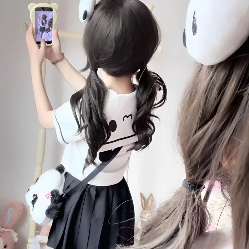 베어 미디 드레스 세트 백팩 사이드 클립 종아리 양말 10벌 스위트 Y2K 로리타 드레스 네이비 유니폼 스카프 A라인 드레스 박스 신상품