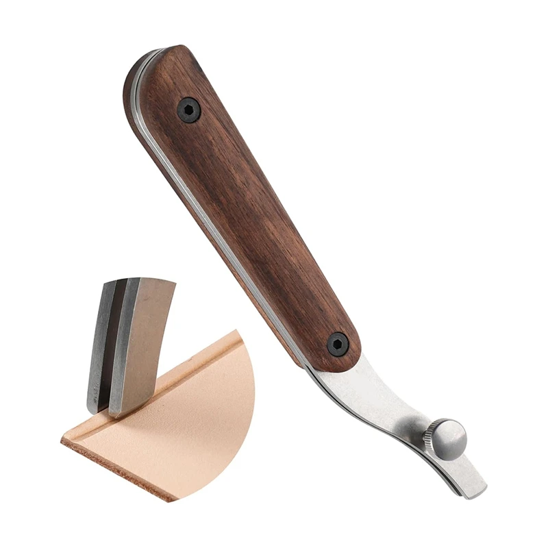 WCS-Adjustable Edge Creaser For Leather Crafting And Working Tools, Stainless Steel With Black Walnut Handle