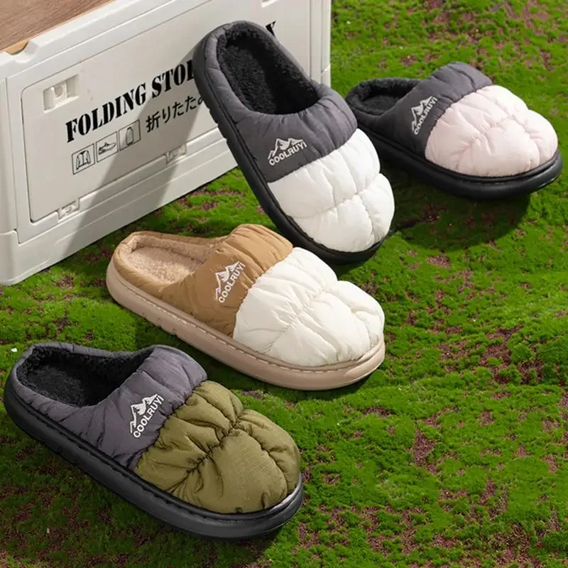 Lange, dicke, warme Winterhausschuhe aus Plüsch für Damen, wasserdichte Outdoor-Hausschuhe, Unisex, gemischte Farben, rutschfeste Baumwollschuhe, bequem für Damen. – Detail 6