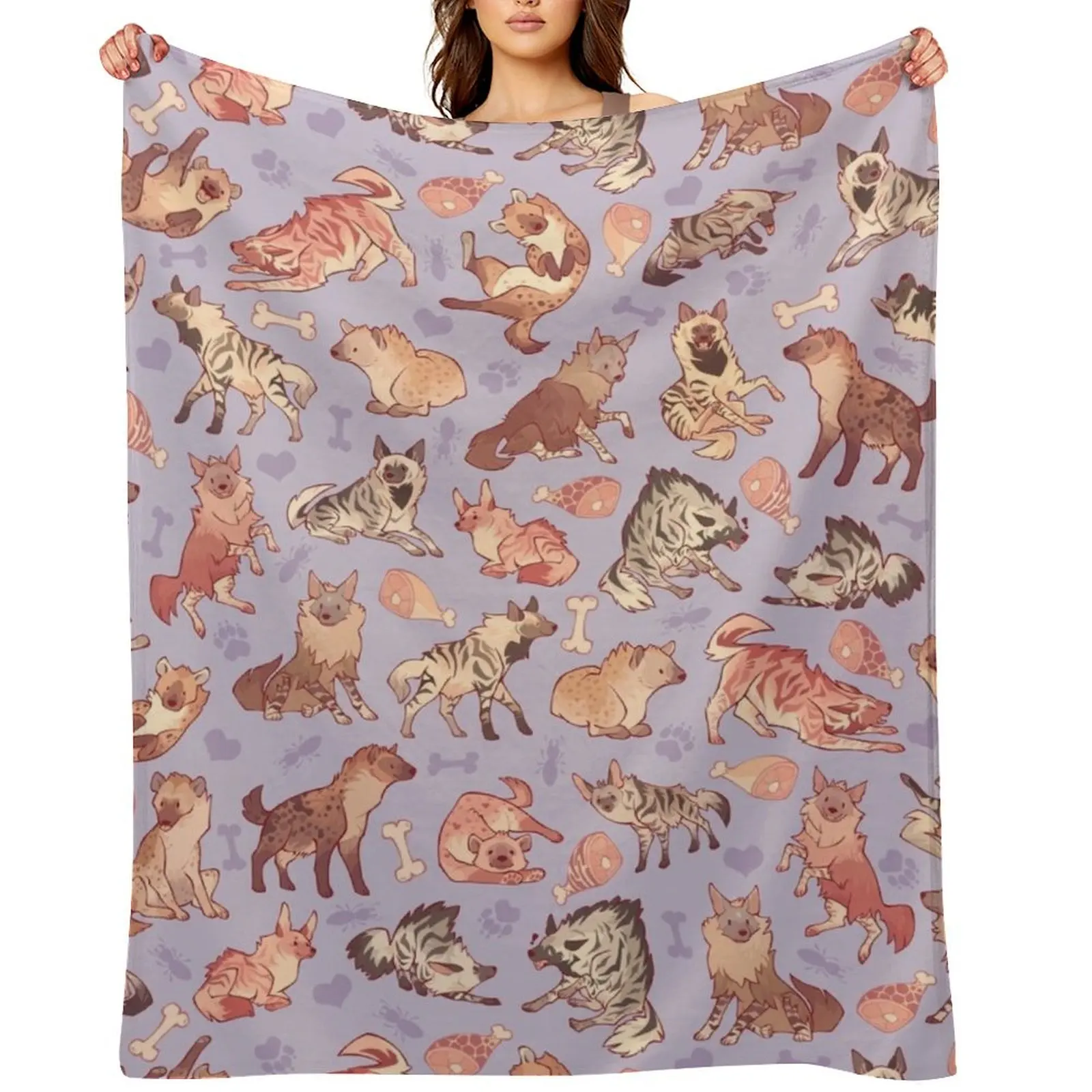 

Hyenas in lavender Throw Blanket blankets and throws Bed Fashionable Bed Luxury Designer Blankets