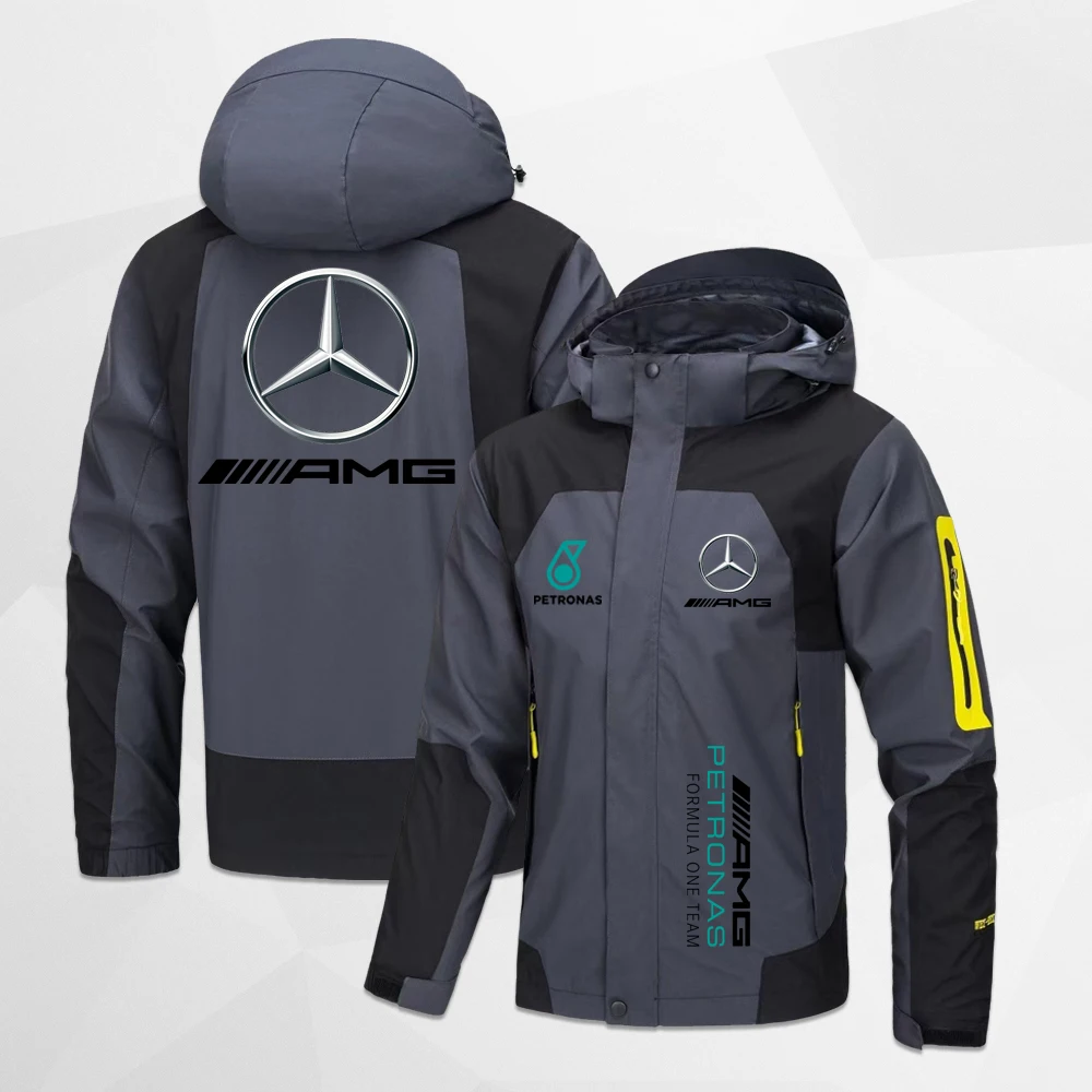 2024 autumn, winter, men\'s and women\'s Mercedes Benz motorcycle cycling jackets, outdoor sports mountaineering raincoats