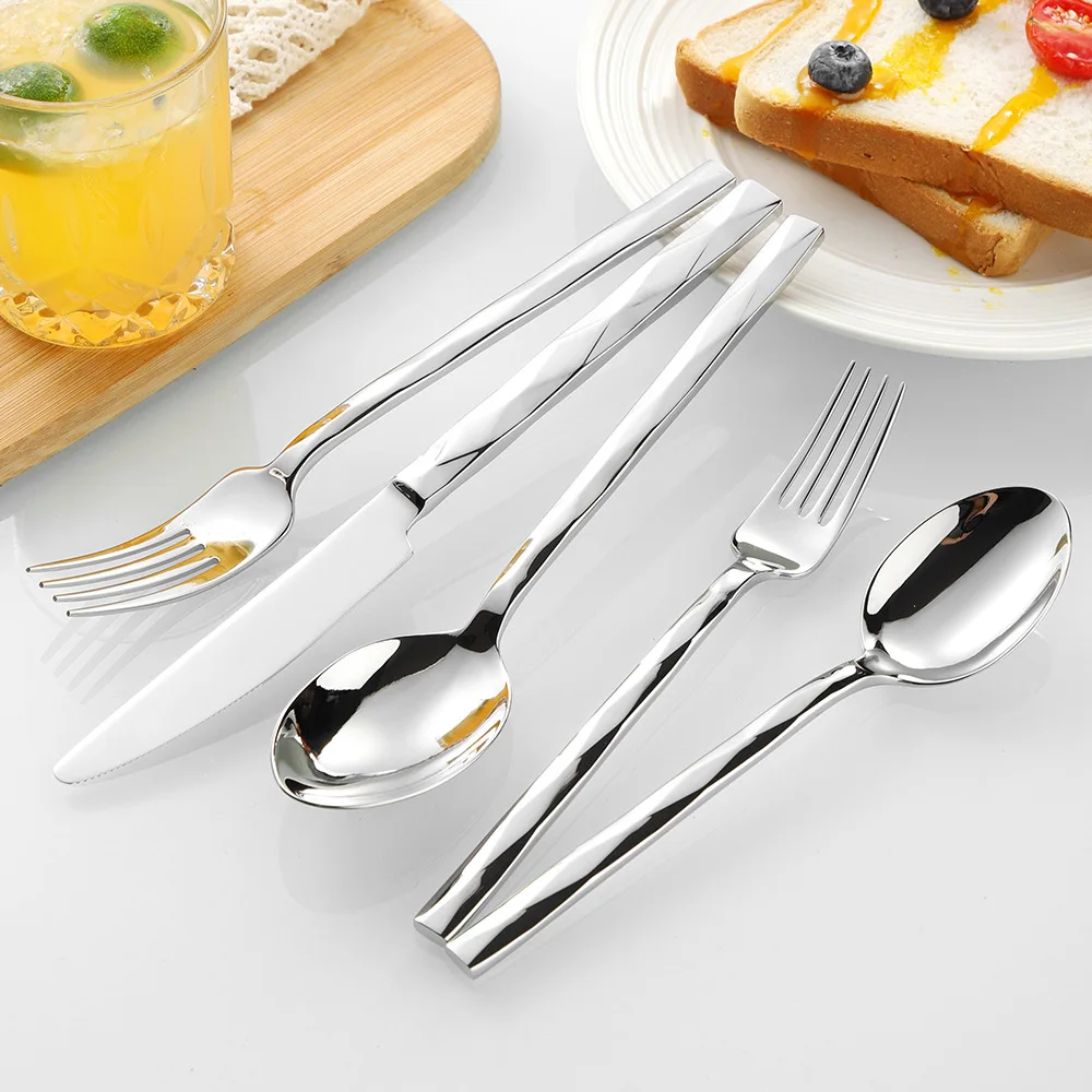 High-End 304 Stainless Steel Western Tableware Set - French Restaurant Quality Forged Knife Fork Spoon Dessert Spoon Tea Spoon