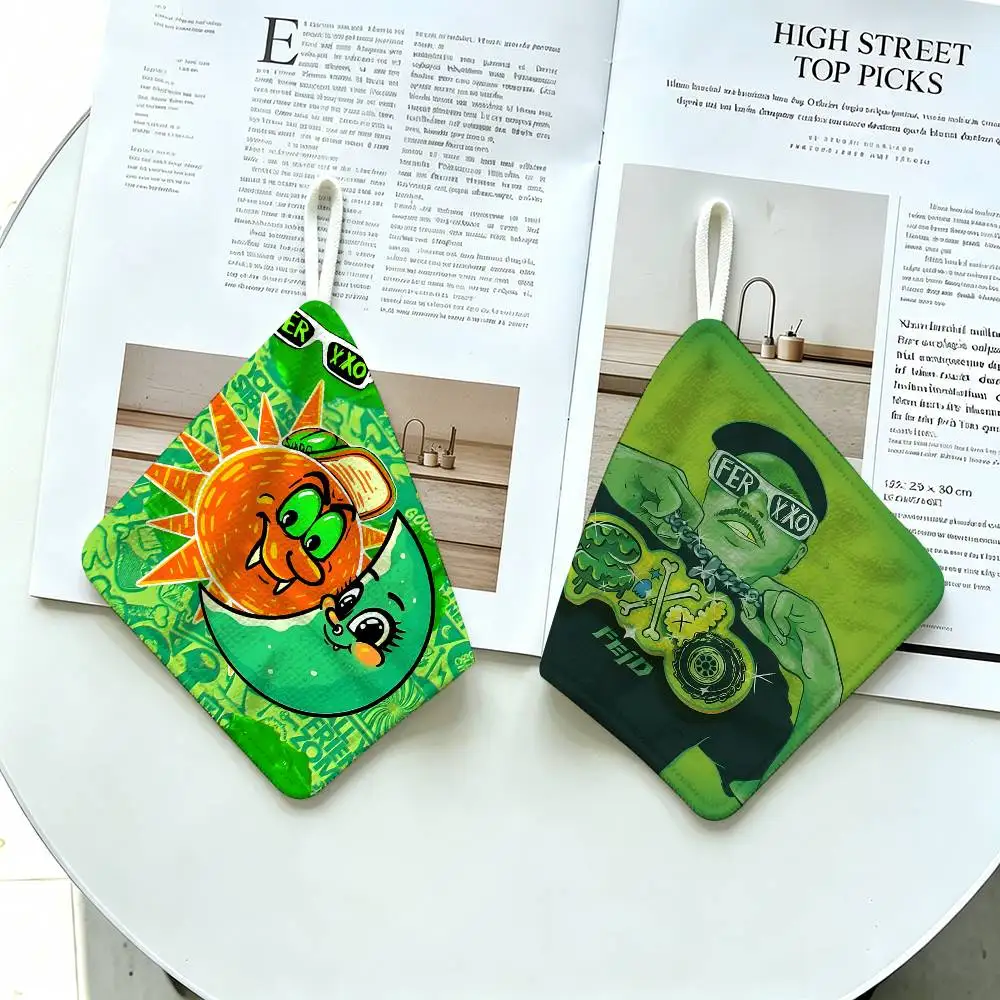 Ferxxo Feid Singer Polyester Cotton Hand Wiping Towel, Hanging Design, Durable for Household Restaurant Toilet Use