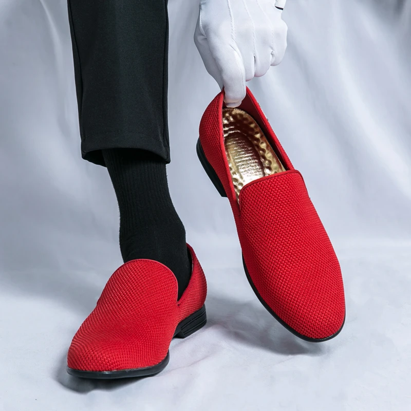 

Men British Style Ankle Loafers with Ultra-thin Mesh Breathable and Lightweight Casual Youth Driving Nightclub Lazy Shoes