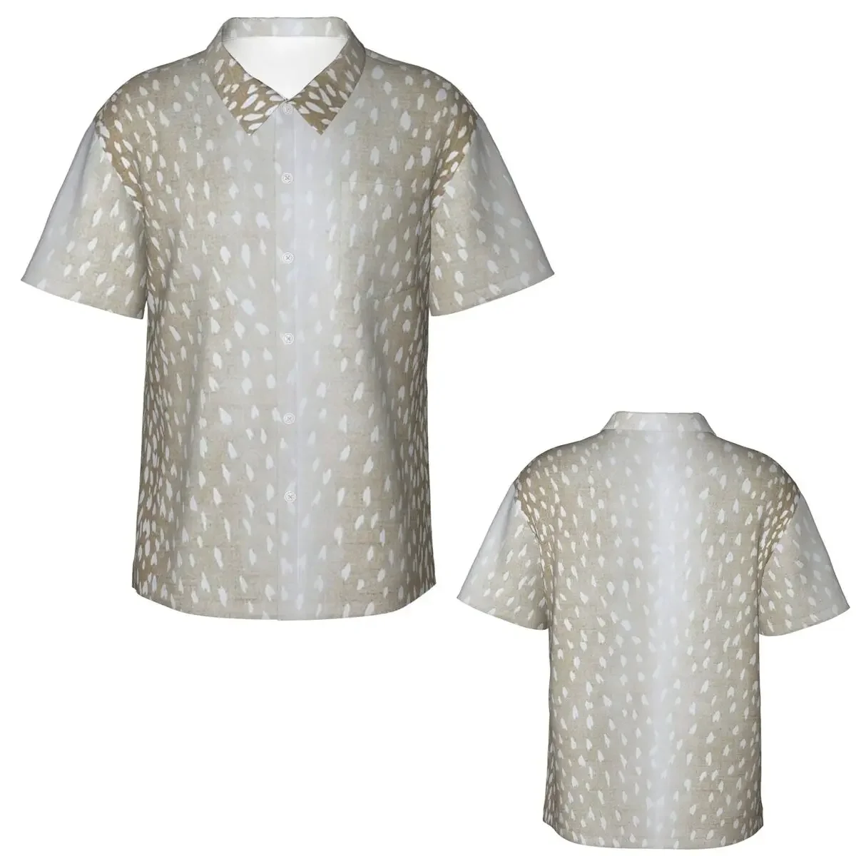 Fawn Beige Antelope Print Hawaiian Shirts Funny Men Short Sleeve Shirt for Summer Beach Men's Button Tops
