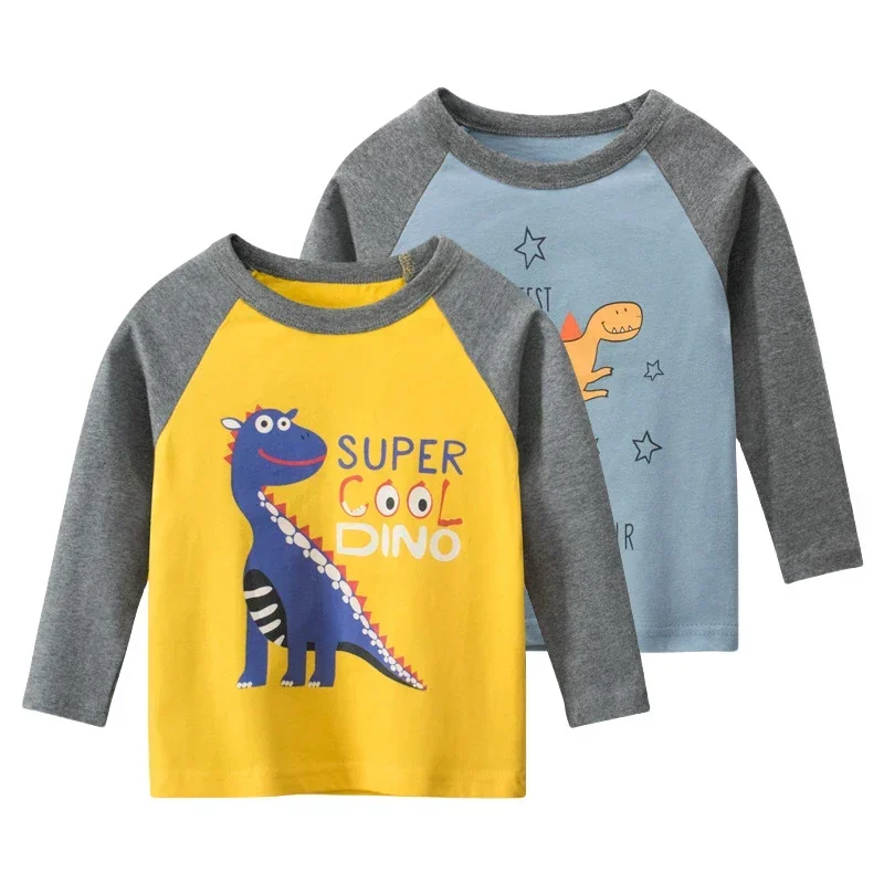 

Cartoon Dinosaur T-Shirt for Boys 2025 Spring Autumn New Children's Casual Long Sleeve Tees Shirt Cotton Kids Tops 2-9Y Dropship