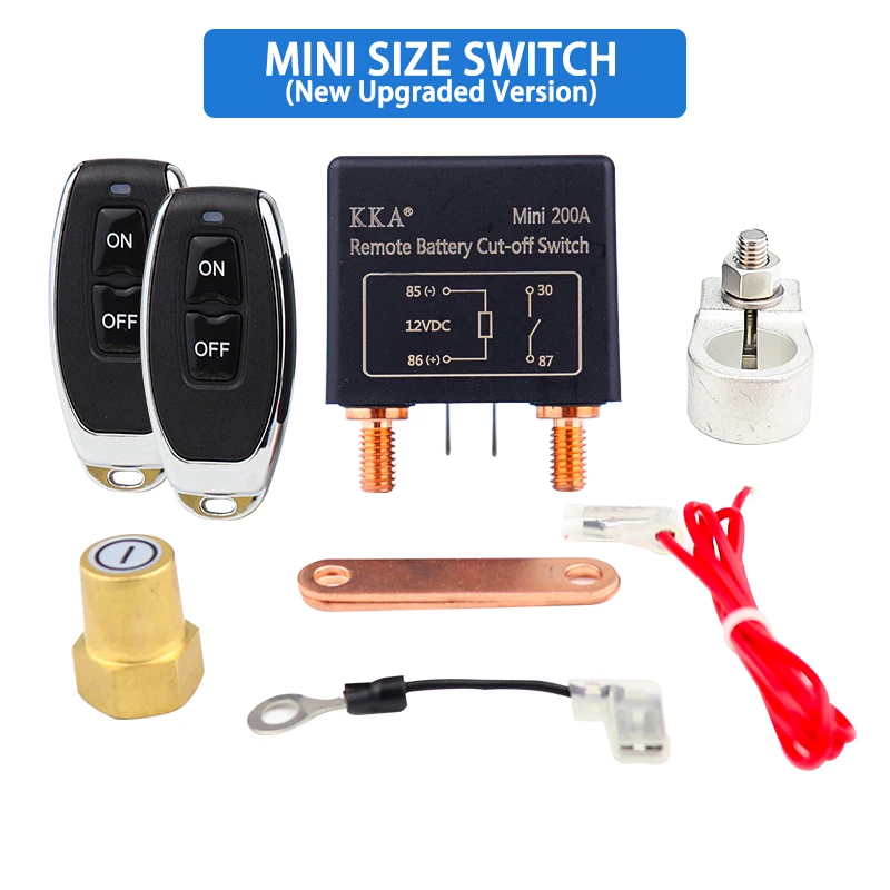 KKA Remote Battery Disconnect Switch 12/24V 200A Car Kill Switch Anti-Theft Remote Control Switch 2 key for Auto Truck Boat