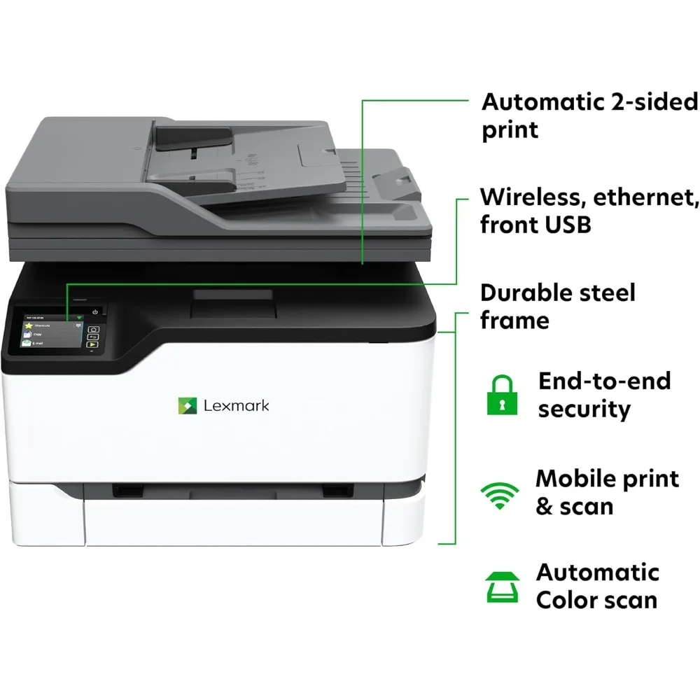 Color All-in-OneLaser Printer with Touchscreen,Office Scanner Copier Laser,Mobile Ready,Auto Duplex Printing&Analog Fax,Wireless