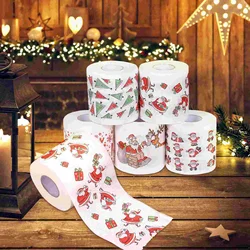 ULTNICE 5 Rolls Christmas Disposable Napkins Tissue Creative Napkins Christmas Bath Toilet Paper Dinner Napkins