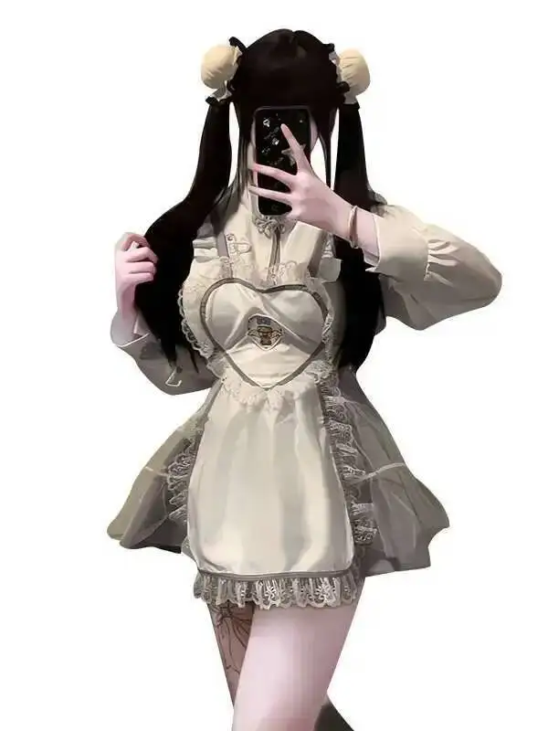 Nieuwe Chinese Stijl Keuken Meid Cheongsam rollenspel Uniform Verleidelijke Meid Jurk Elegante Zoete Mode Vrouwen Jurk 5NIT