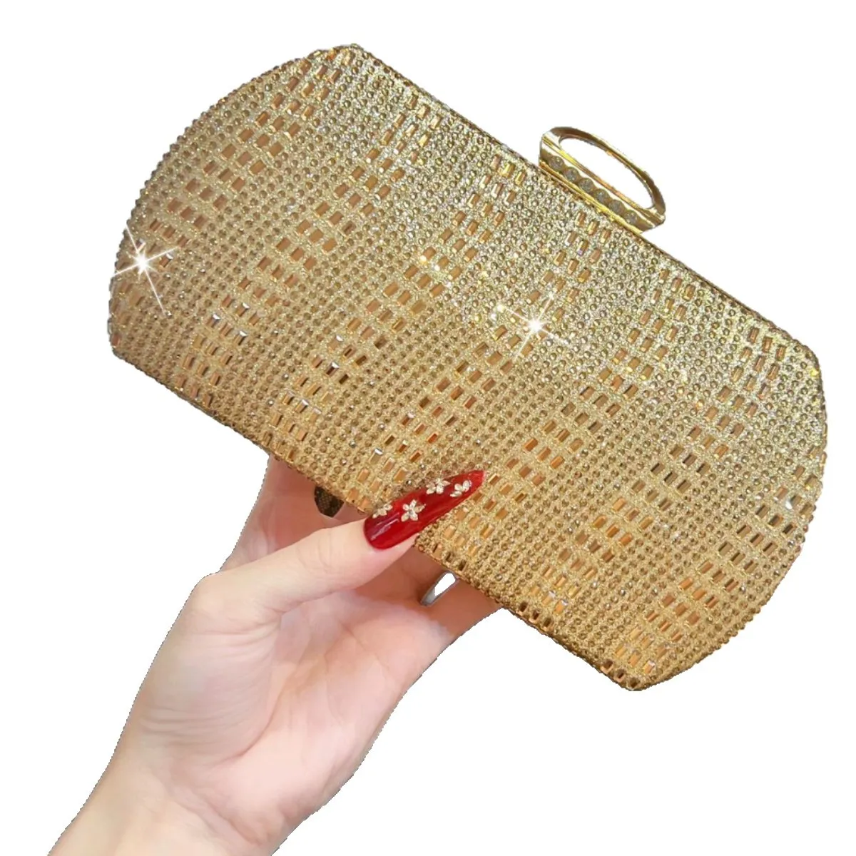 

Золотая блестящая великолепная маленькая сумка со стразами и бриллиантами, женская модная темпераментная элегантная сумка для ужина знаменитостей с высоким смыслом