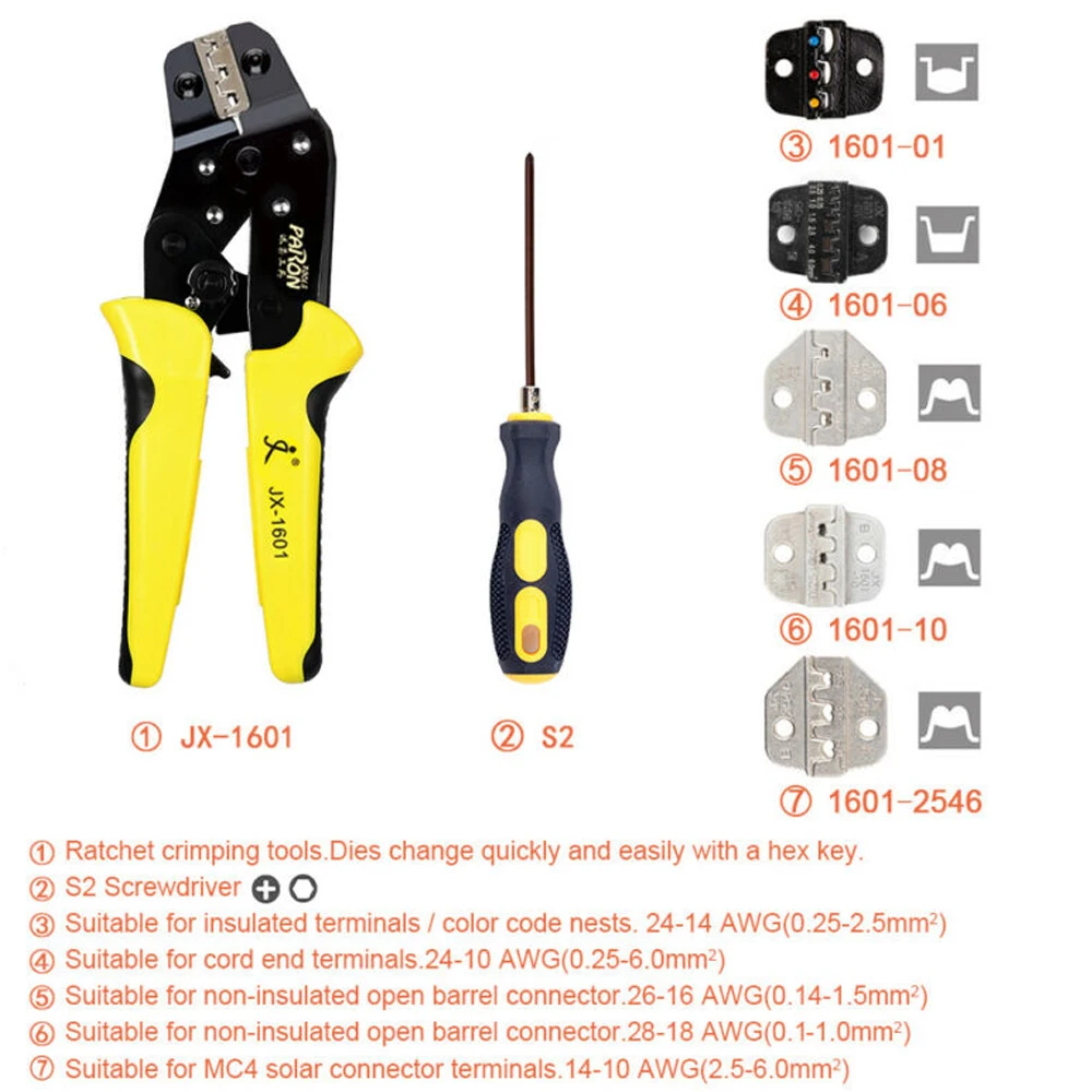 Winholder Professional 5 In 1 Wire Crimper Pliers Ratcheting Insulated Cable Connectors Terminal Crimping Tools Kit with Case