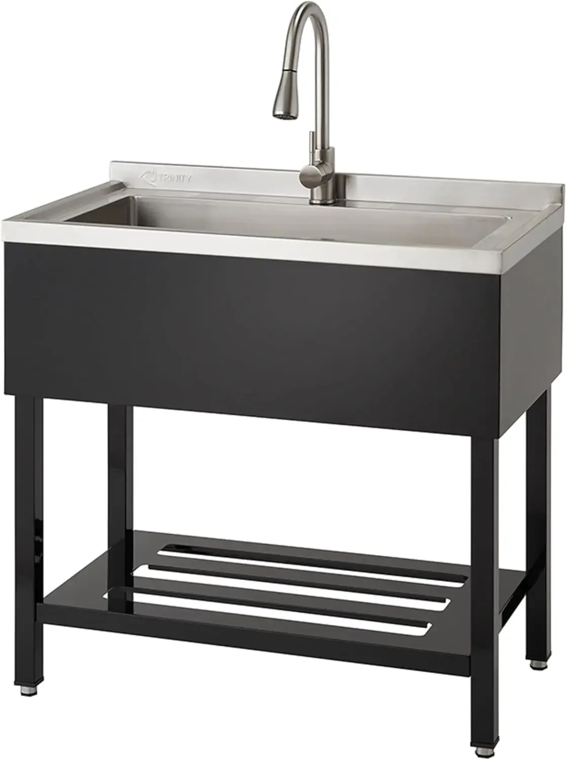 THAPBK-0323 Stainless Steel Freestanding Single Bowl Utility Sink for Garage, Laundry Room, and Commercial Use, Includes