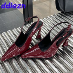 Fashion Buckle Strap Slingbacks Ladies High Heels Shoes Female Pointed Toe Pumps Footwear Elegant Women Heeled Shoes New In 2024