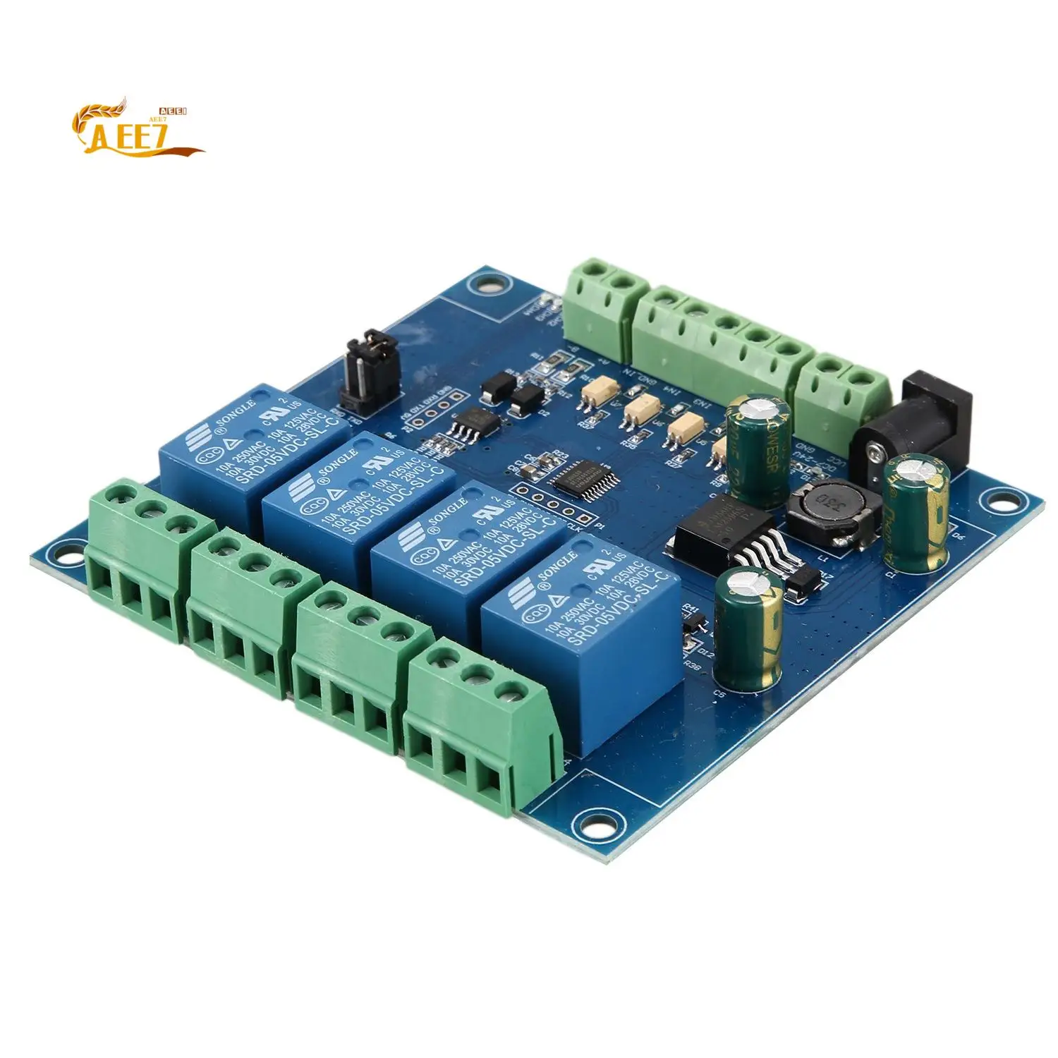 

AEE7-Modbus Rtu 4-канальный релейный модуль Вход 485 Ttl Uart Связь 4-канальный вход Релейный модуль 7-24 В
