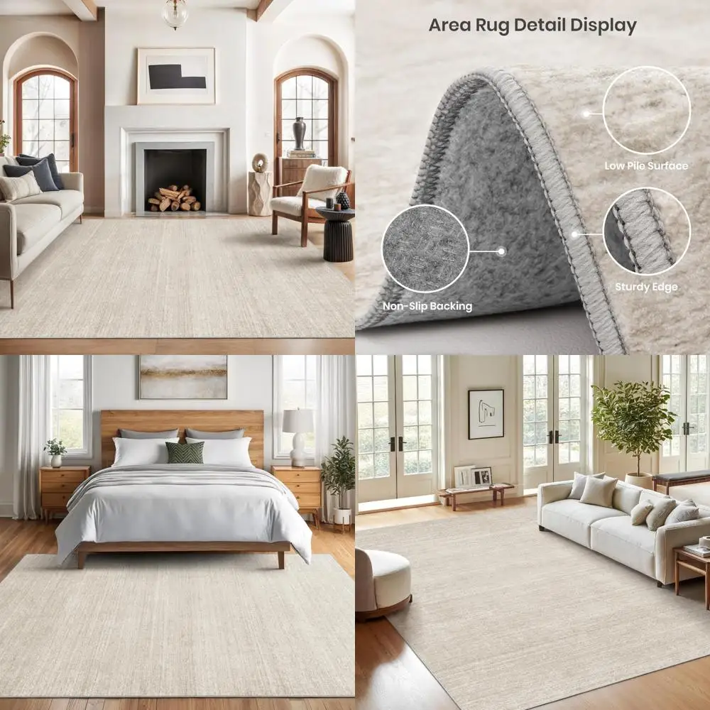 Stain-Resistant 8x10 Area Rugs for Living Room and Bedroom with Non-Slip Backing