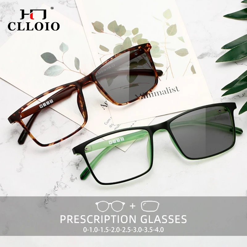 

CLLOIO Casual Reading Glasses for Women TR90 Anti Blue Ray Rectangle Optical Eyeglasses Frame Photochromic Prescriptio Glasses