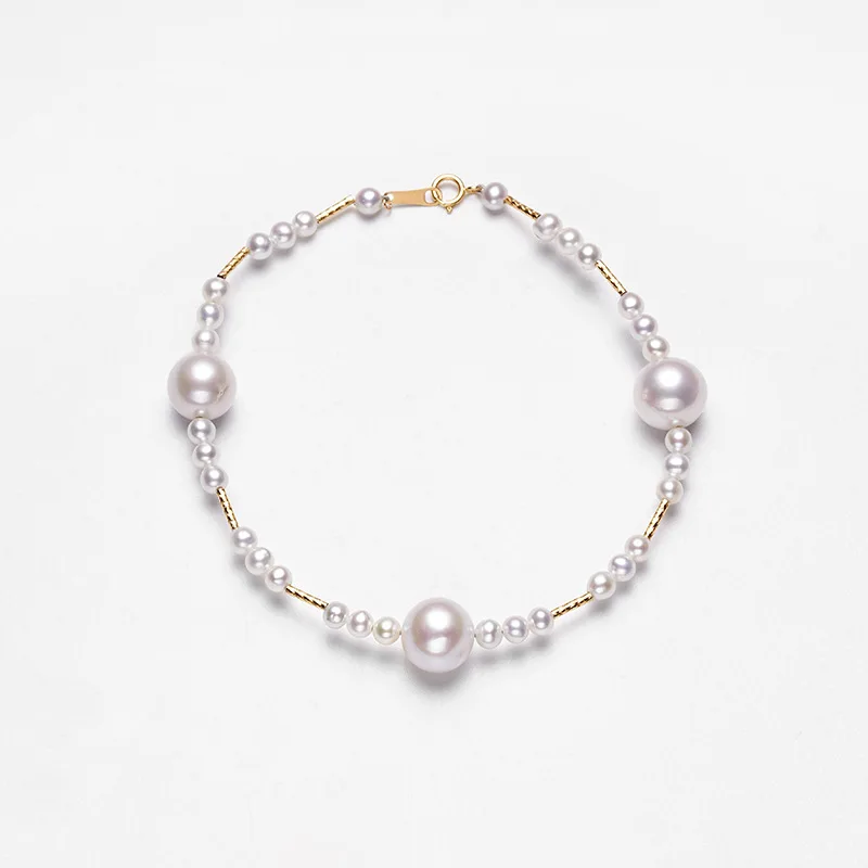 18K Gold Starry High-End Freshwater Pearl Bracelet Commuting Layered Jewelry