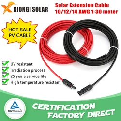 XIONGISOLAR Solar PV Wires Connector Panel Stecker wire Black+Red 2.5/4/6mm2 with Male and Female Connector Cable 10/12/14 AWG