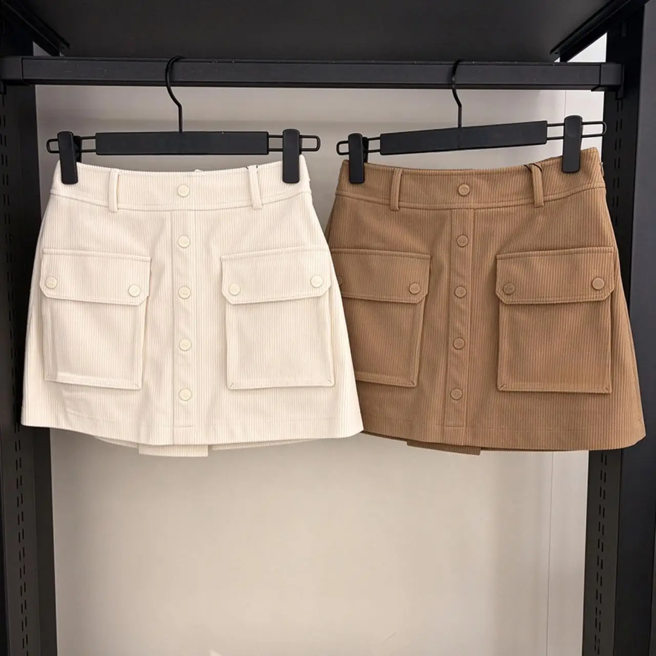 Autumn New Ladies Golf Corduroy Skort Elastic Waist With Pockets Versatile Casual Sports Half Skirt