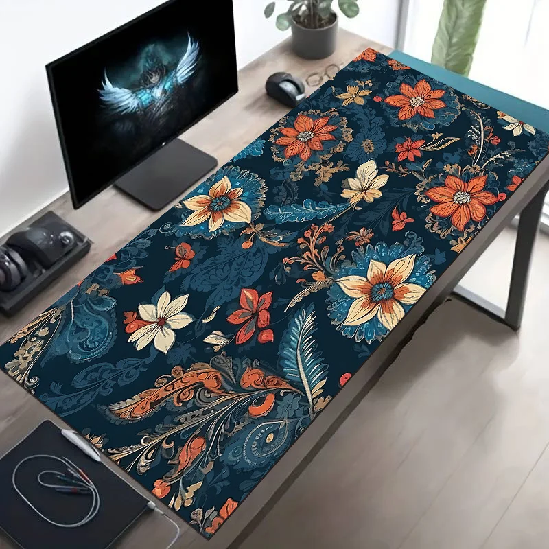 1pc Diatom Mud Material, Colorful Floral Pattern Design Extra-Large Gaming Mouse Pad - Non-Slip Rubber Base, Very Suitable for Gamers | Office | School