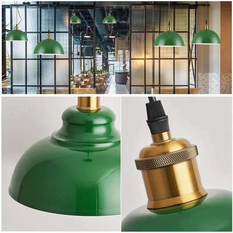 Lampadario a Led retrò Loft americano ristorante in stile industriale Led lampada decorativa ristorante illuminazione a sospensione paralume verde