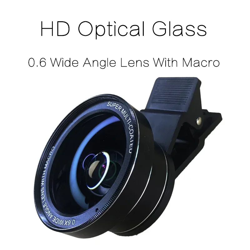 2 IN 1 Lens Universal Clip 37mm Mobile Phone Lens 0.6x Super Wide-Angle + 15X mobile macro lens HD Lens For iPhone Android