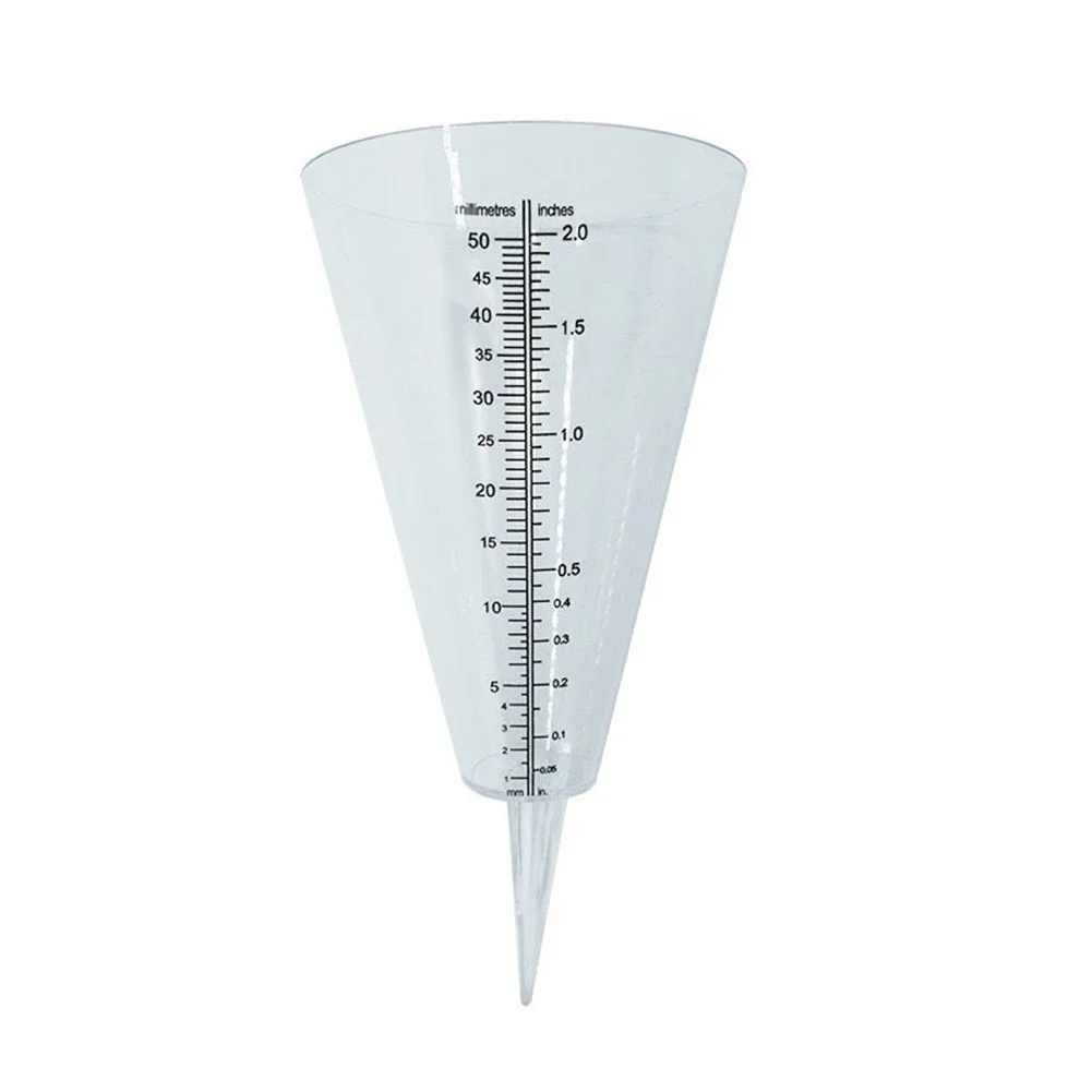 1 Pcs Rain Meter 50mm Max Measure Range Cone Rain Cup Garden Plug-in Plastic Transparent Rain Gauge Approx. 10*21.5cm