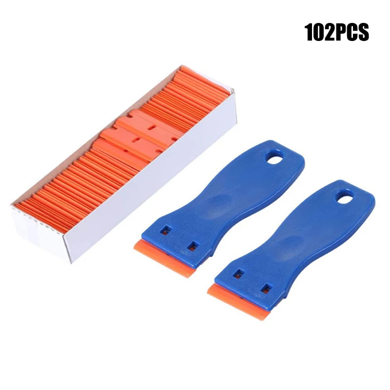 

102 Piece Set Of Plastic Scraper With Spare Blades For Removing Glue Stickers Decals Car Window Glass Residue Cleaning Tools