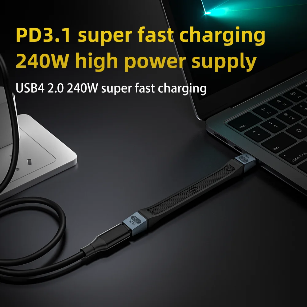 Thunderbolt 5 Type C USB4 2.0 Cable 80Gbps Gen4 USB C to EGPU 16K PD 240W One-Way 120Gbps Short Cable Compatible Thunderbolt 4/3