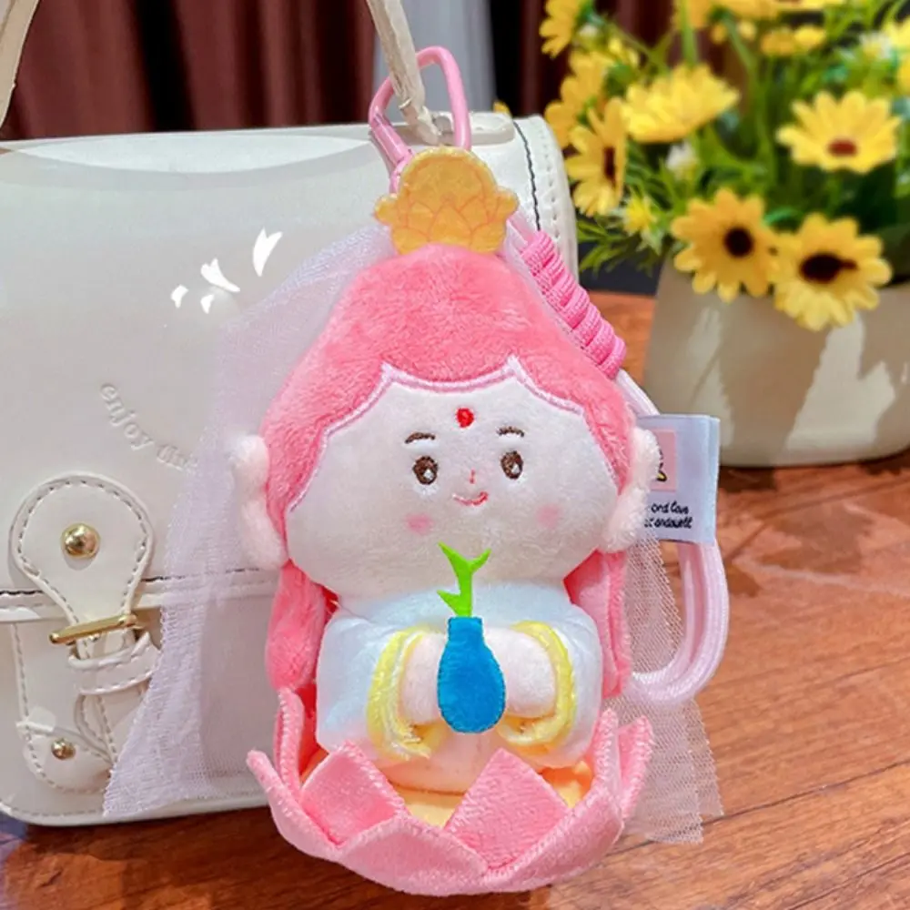 Bodhisattva Buddha Plush Keychain Lotus Base Ornament Buddha Plush Pendant Cartoon Charm Cartoon Buddha Doll Birthday Gift