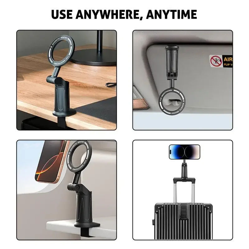 Складной магнитный держатель телефона для Magsafe, вращающееся магнитное крепление, многофункциональный дорожный зажим, настольный кронштейн для ленивой подставки